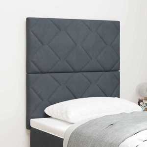 vidaXL Tăblie cap Pe perete Geometric Manual Gri închis 80 cm Catifea imagine