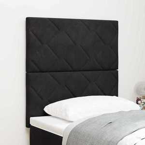 vidaXL Tăblie cap Pe perete Geometric cu headboard Negru 80 cm Catifea imagine
