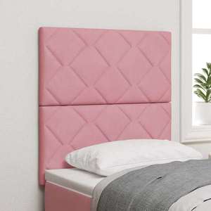 vidaXL Tăblie cap Pe perete Geometric cu headboard Roz 80 cm Catifea imagine