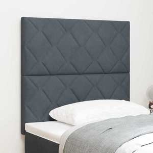 vidaXL Tăblie cap Pe perete Geometric Manual Gri închis 90 cm Catifea imagine