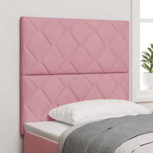 vidaXL Tăblie cap Pe perete Geometric cu headboard Roz 90 cm Catifea imagine