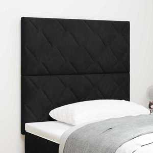 vidaXL Tăblie cap Pe perete Geometric Manual Negru 100 cm Catifea imagine
