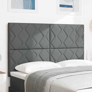 vidaXL Tăblie din Țesătură Geometric Manual Gri închis 140 cm țesătură imagine