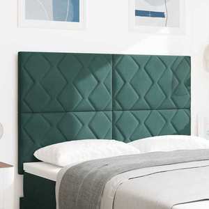 vidaXL Tăblie cap Pe perete Geometric Verde închis 144 cm Catifea imagine