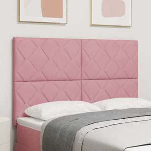 vidaXL Tăblie cap Pe perete Geometric cu headboard Roz 160 cm Catifea imagine