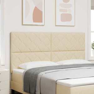 vidaXL Tăblie din Țesătură Geometric cu headboard Crem 180 cm țesătură imagine