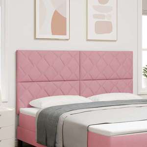 vidaXL Tăblie cap Pe perete Geometric cu headboard Roz 180 cm Catifea imagine