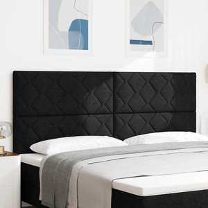 vidaXL Tăblie din Țesătură Geometric Manual Negru 200 cm țesătură imagine