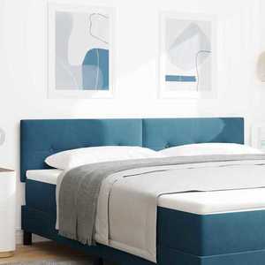 vidaXL Tăblie cap cu lumini cu bandă LED albastru 90 cm Catifea imagine