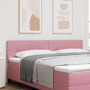 vidaXL Tăblie cap cu lumini cu bandă LED Ajustabil Roz 90 cm Catifea imagine