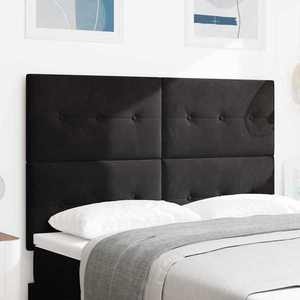 vidaXL Tăblie cap cu lumini cu bandă LED Ajustabil Negru 80 cm Catifea imagine