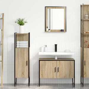 vidaXL Set de mobilier pentru baie 3 pcs Maro 33 x 33 x 120.5 cm imagine