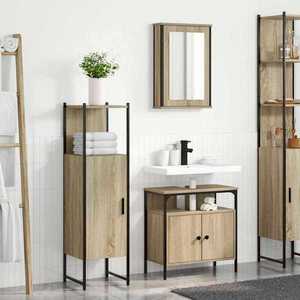 vidaXL Set de mobilier pentru baie 3 pcs Maro 33 x 33 x 120.5 cm imagine