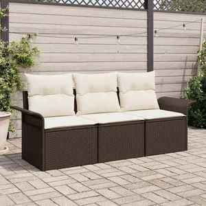 vidaXL Set de canapele pentru grădină 3 pcs Maro 196 x 62 x 85cm imagine