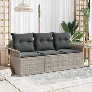 vidaXL Set de canapele pentru grădină 3 pcs Gri 196 x 62 x 85cm imagine
