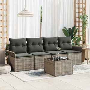 vidaXL Set de canapele pentru grădină 5 pcs Gri Rattan poli imagine