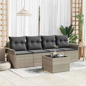 vidaXL Set de canapele pentru grădină 5 pcs Gri deschis Rattan poli imagine