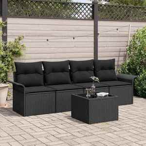 vidaXL Set de canapele pentru grădină 5 pcs Negru Rattan poli imagine