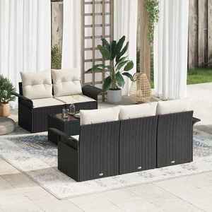vidaXL Set de canapele pentru grădină 6 pcs Negru Rattan poli imagine