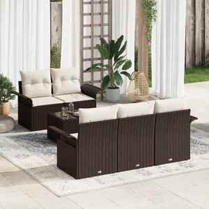vidaXL Set de canapele pentru grădină 6 pcs Maro Rattan poli imagine
