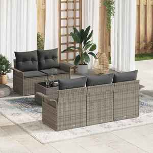vidaXL Set de canapele pentru grădină 6 pcs Gri Rattan poli imagine