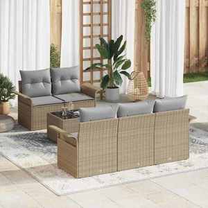 vidaXL Set de canapele pentru grădină 6 pcs Bej Rattan poli imagine