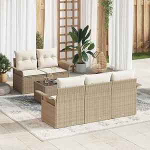 vidaXL Set de canapele pentru grădină 6 pcs Bej Rattan poli imagine