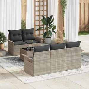 vidaXL Set de canapele pentru grădină 6 pcs Gri deschis Rattan poli imagine
