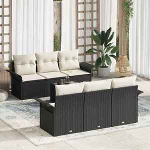vidaXL Set de canapele pentru grădină 7 pcs Negru Rattan poli imagine