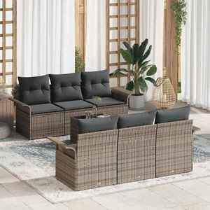 vidaXL Set de canapele pentru grădină 7 pcs Gri Rattan poli imagine