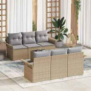 vidaXL Set de canapele pentru grădină 7 pcs Bej Rattan poli imagine