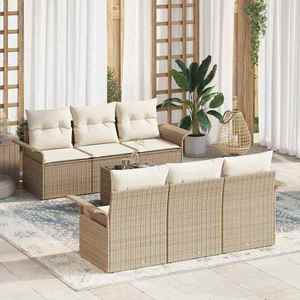 vidaXL Set de canapele pentru grădină 7 pcs Bej Rattan poli imagine