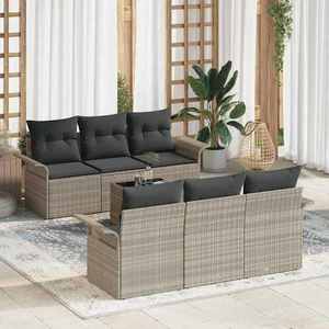 vidaXL Set de canapele pentru grădină 7 pcs Gri deschis Rattan poli imagine
