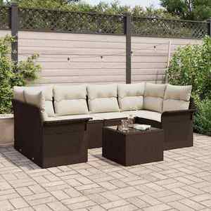 vidaXL Set de canapele pentru grădină 7 pcs Maro Rattan poli imagine