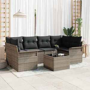 vidaXL Set de canapele pentru grădină 7 pcs Gri Rattan poli imagine