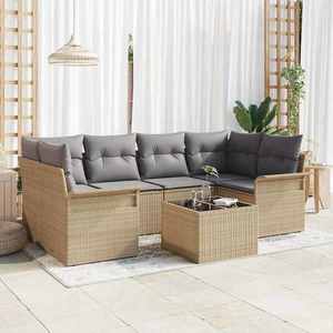 vidaXL Set de canapele pentru grădină 7 pcs Bej Rattan poli imagine