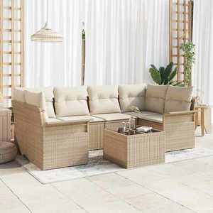 vidaXL Set de canapele pentru grădină 7 pcs Bej Rattan poli imagine