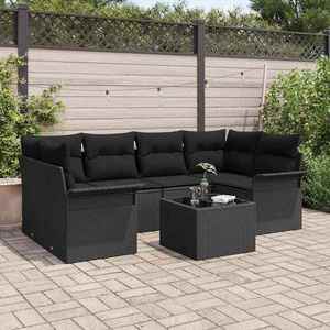 vidaXL Set de canapele pentru grădină 7 pcs Negru Rattan poli imagine