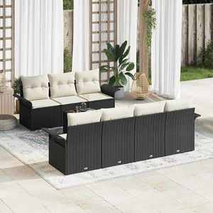 vidaXL Set de canapele pentru grădină 8 pcs Negru Rattan poli imagine