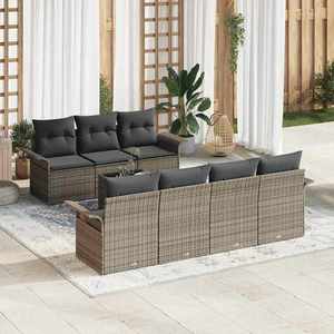 vidaXL Set de canapele pentru grădină 8 pcs Gri Rattan poli imagine