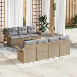 vidaXL Set de canapele pentru grădină 8 pcs Bej Rattan poli imagine