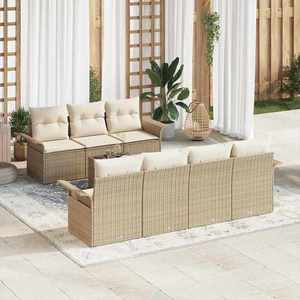 vidaXL Set de canapele pentru grădină 8 pcs Bej Rattan poli imagine