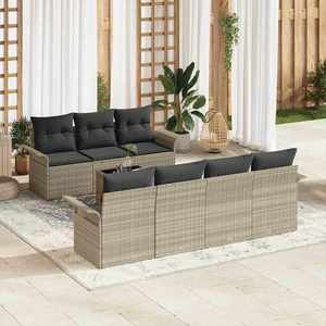 vidaXL Set de canapele pentru grădină 8 pcs Gri deschis Rattan poli imagine
