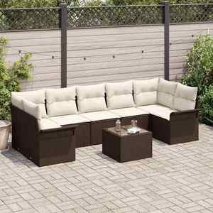 vidaXL Set de canapele pentru grădină 8 pcs Maro Rattan poli imagine