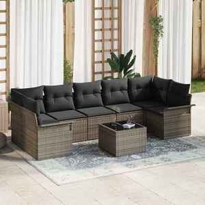 vidaXL Set de canapele pentru grădină 8 pcs Gri Rattan poli imagine