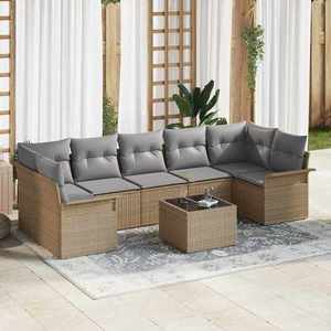 vidaXL Set de canapele pentru grădină 8 pcs Bej Rattan poli imagine