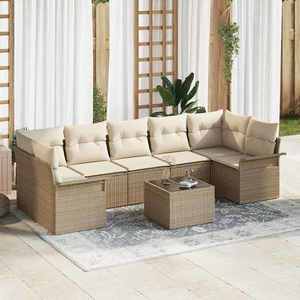 vidaXL Set de canapele pentru grădină 8 pcs Bej Rattan poli imagine