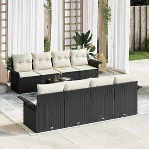 vidaXL Set de canapele pentru grădină 9 pcs Negru Rattan poli imagine