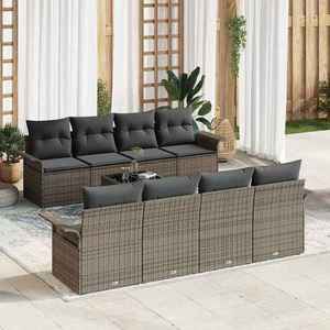 vidaXL Set de canapele pentru grădină 9 pcs Gri Rattan poli imagine