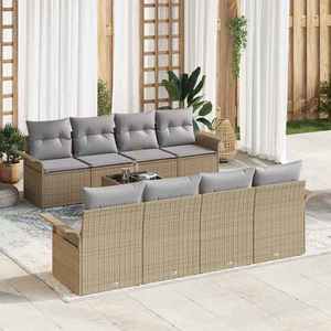vidaXL Set de canapele pentru grădină 9 pcs Bej Rattan poli imagine